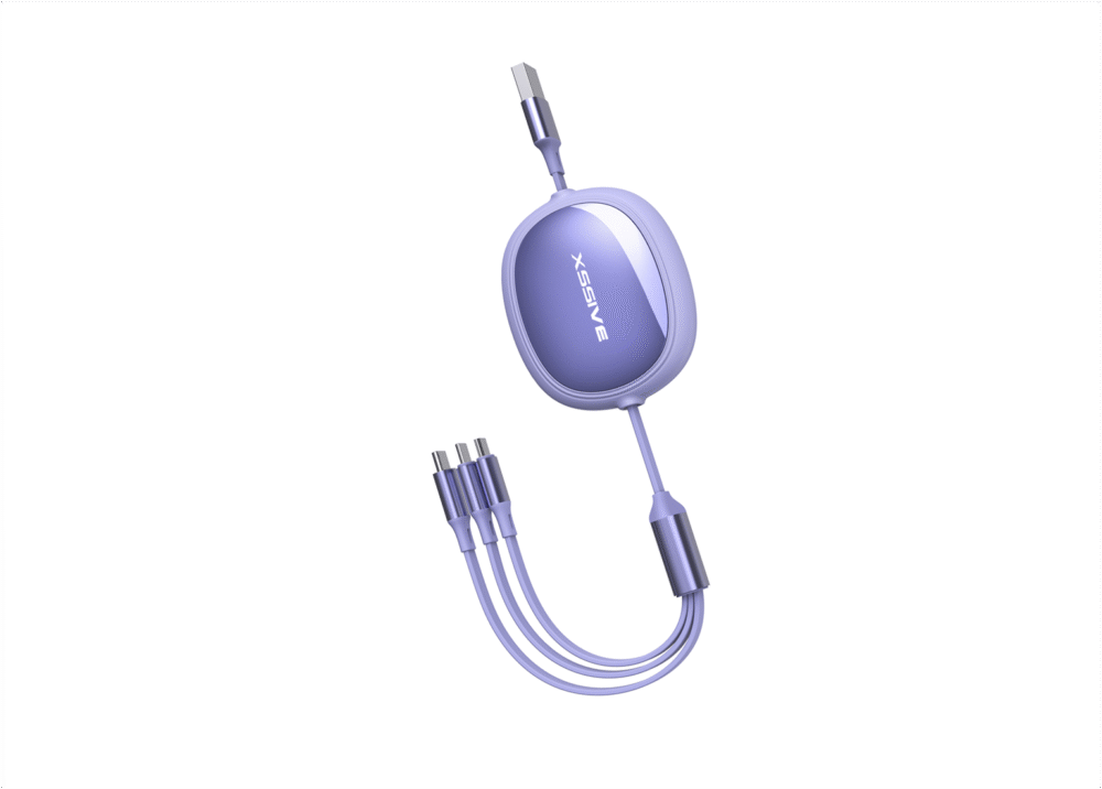 Xssive 3in1 Retractable Fast Charging Cable XSS-3IN1DESK2P - Paars