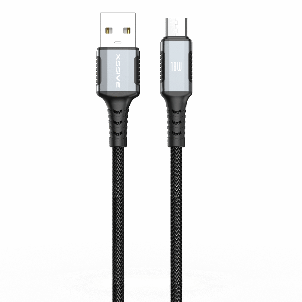 Xssive Braided 18W USB-A to Micro Cable XSS-BR-AM-B 2M - Zwart