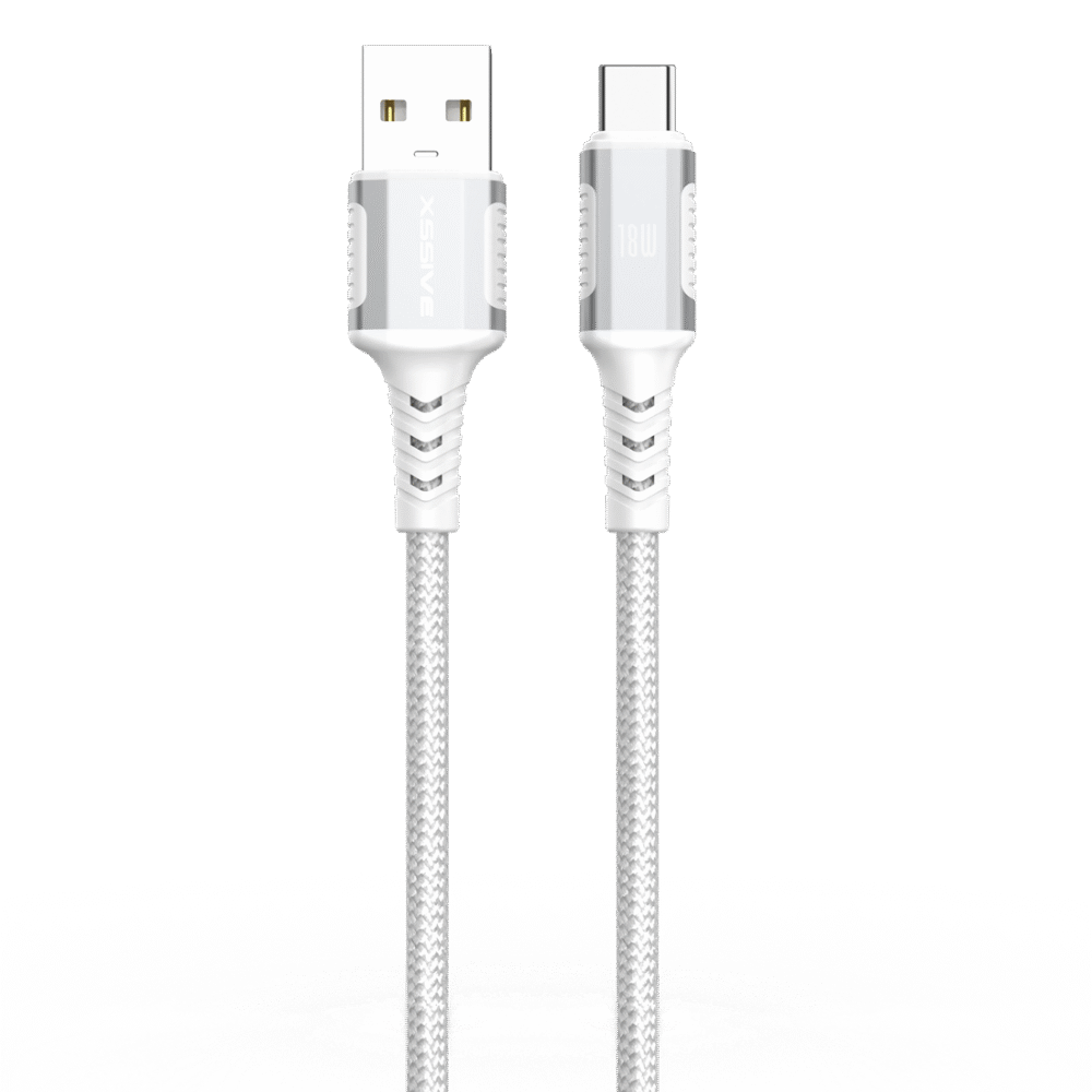 Xssive Braided 18W USB-A to USB-C Cable XSS-BR-AC-W 2M - Wit