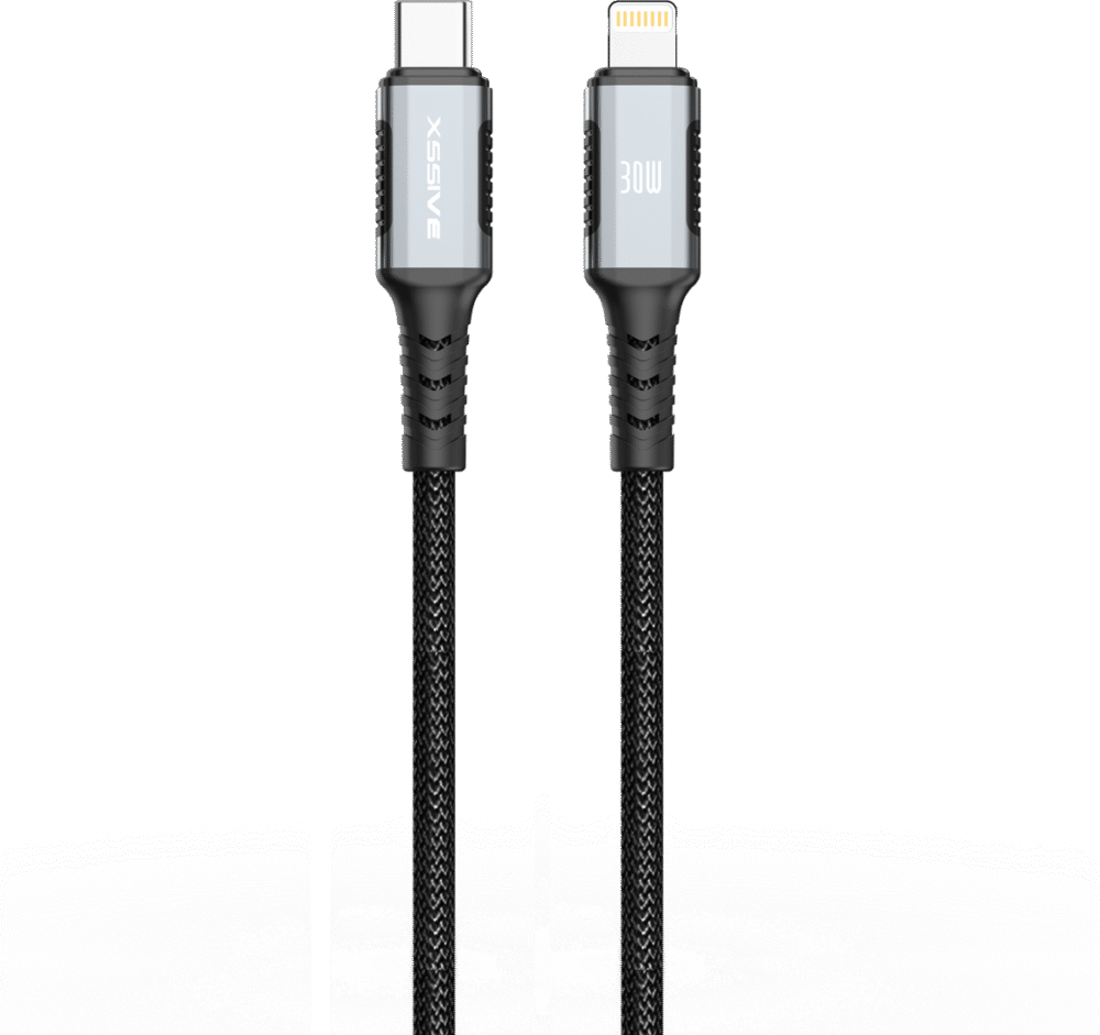 Xssive Braided 30W USB-C to 8 Pin Cable XSS-BR-CL-B 2M - Zwart