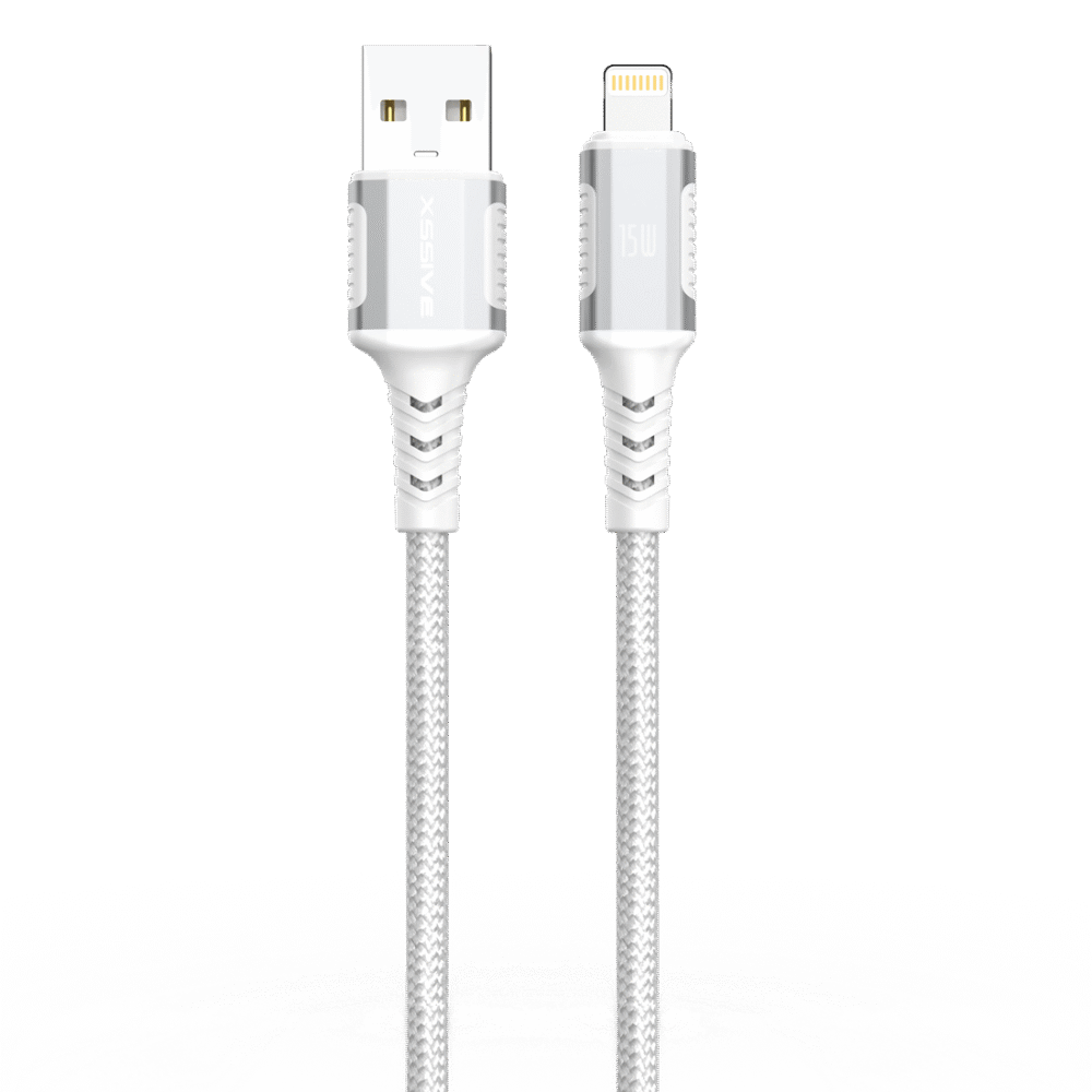 Xssive Braided USB-A to 8-Pin Cable 1m XSS-BR-AL-W-1M - Wit